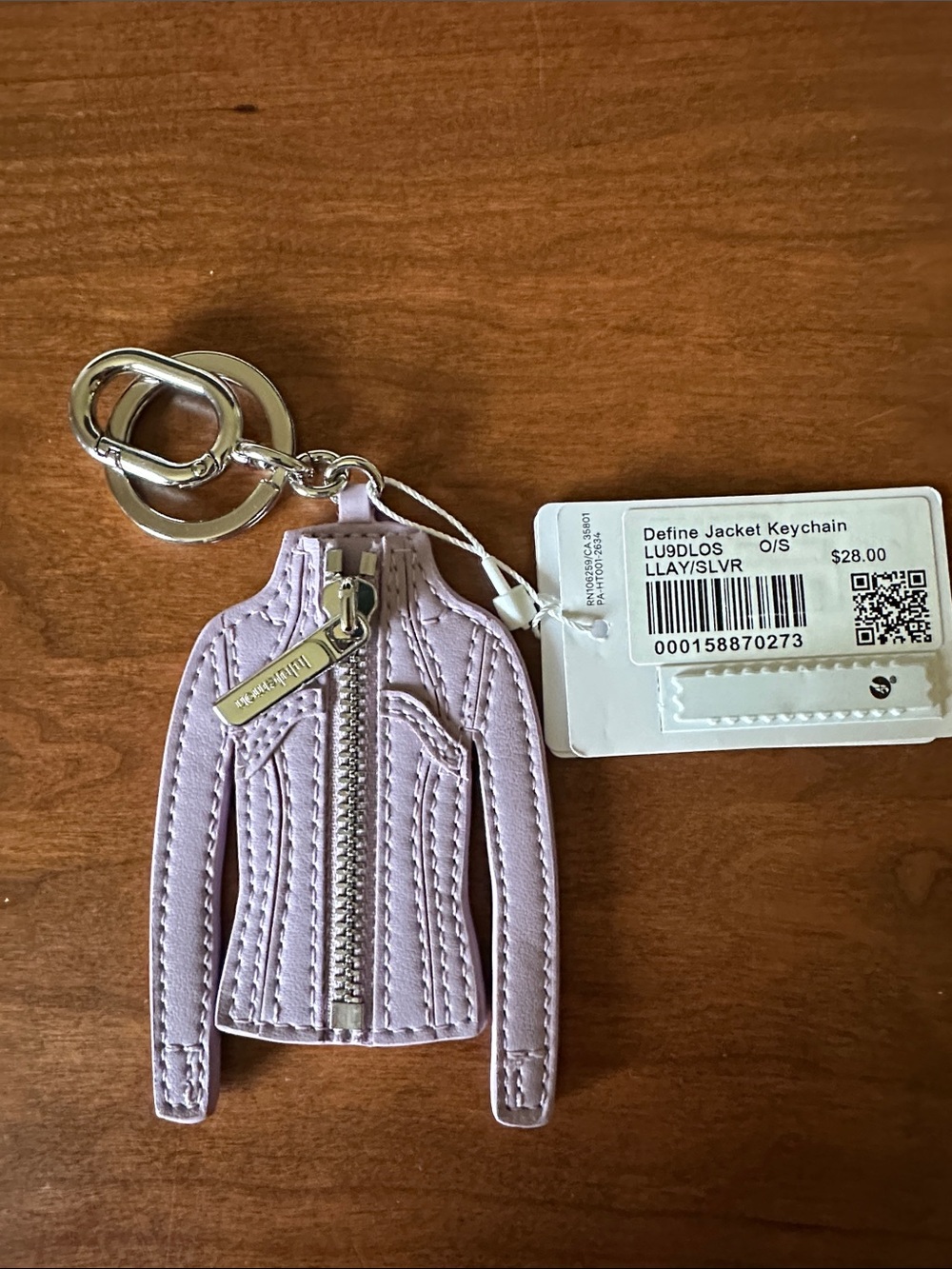 Lululemon Lilac Mini Define Jacket Keychain with Silver Hardware NWT